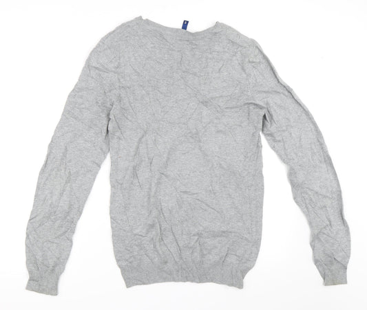H&M Womens Grey   Pullover Jumper Size S  - christmas wine