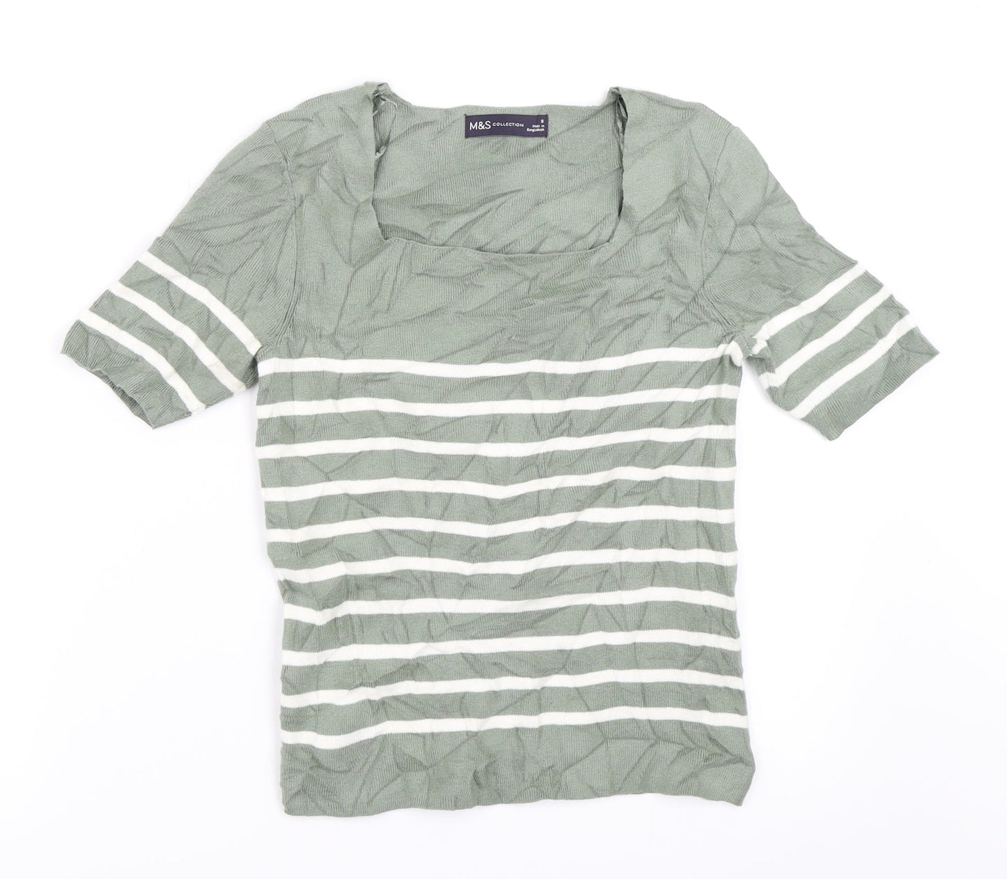 Marks and Spencer Womens Green Striped  Pullover Jumper Size 8