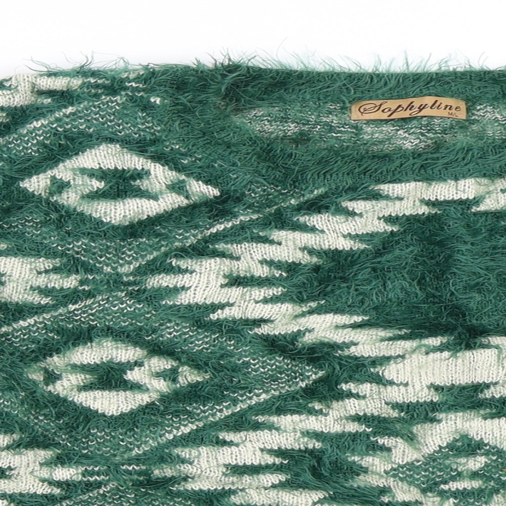 Sophyline Womens Green Geometric  Pullover Jumper Size M