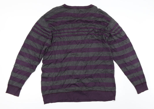 Philosophy Blues Original Mens Purple Striped  Pullover Jumper Size M