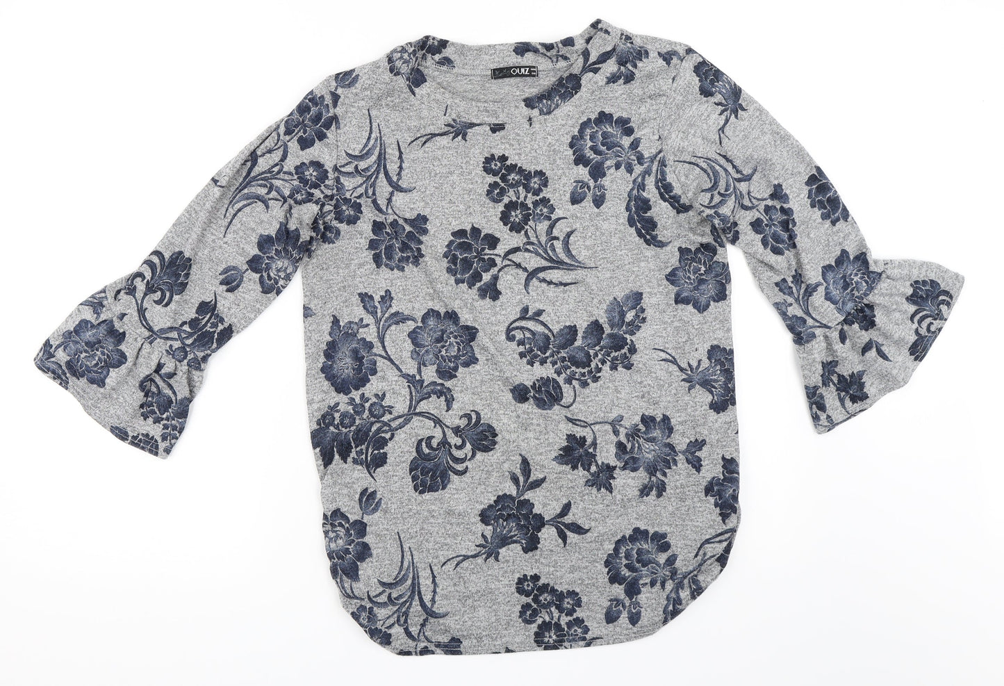Quiz Womens Grey Floral  Pullover Jumper Size 14
