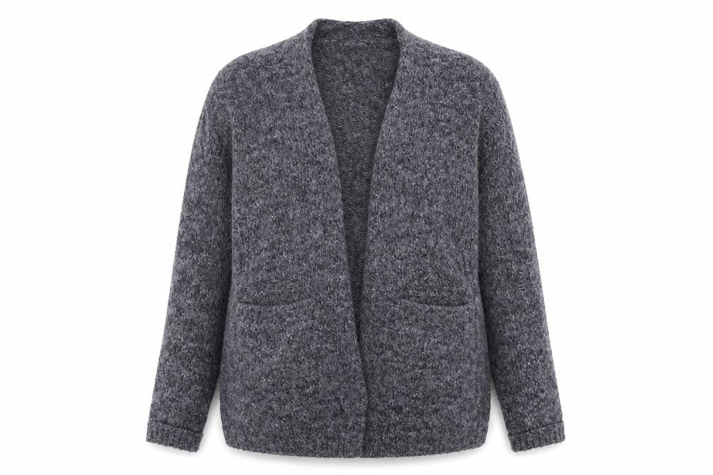 Front view of Papaya women’s blue cardigan jumper, size S