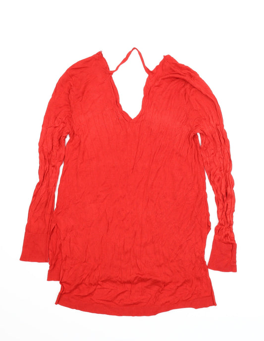 Peacocks Womens Red   Tunic Jumper Size 16  - Keyhole neck