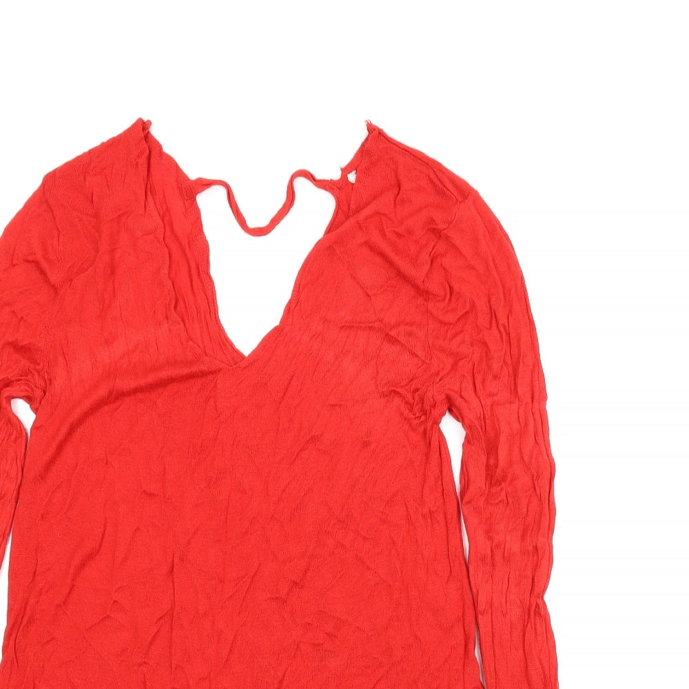 Peacocks Womens Red   Tunic Jumper Size 16  - Keyhole neck
