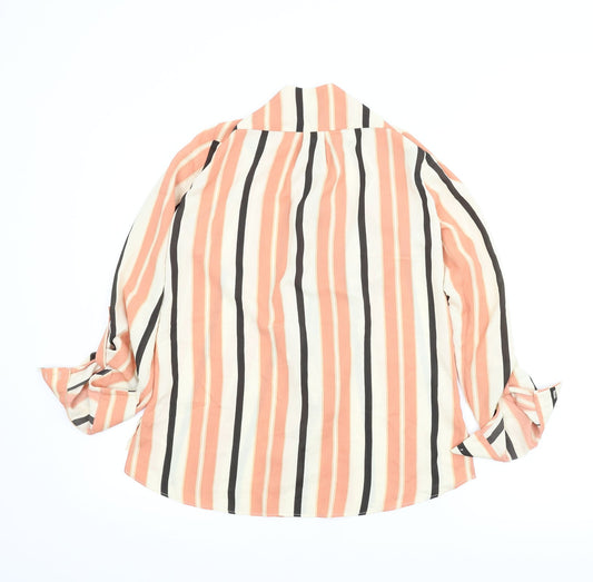 River Island Womens Orange Striped  Basic Blouse Size 8