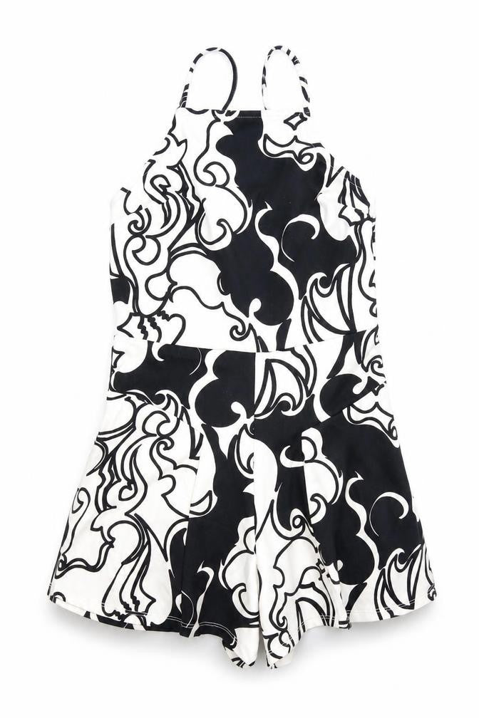 Front view of Topshop women’s white floral romper one-piece, size UK 8