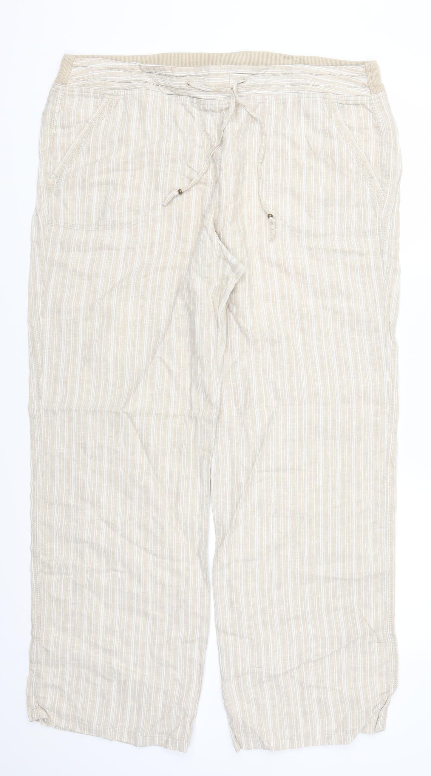 Preworn Womens Beige Striped  Trousers  Size 38 in L29 in