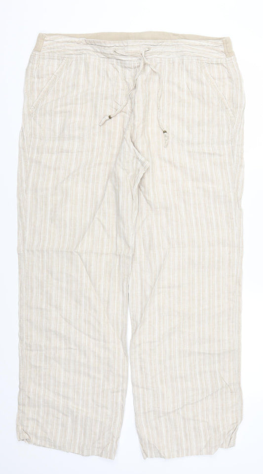 Preworn Womens Beige Striped  Trousers  Size 38 in L29 in