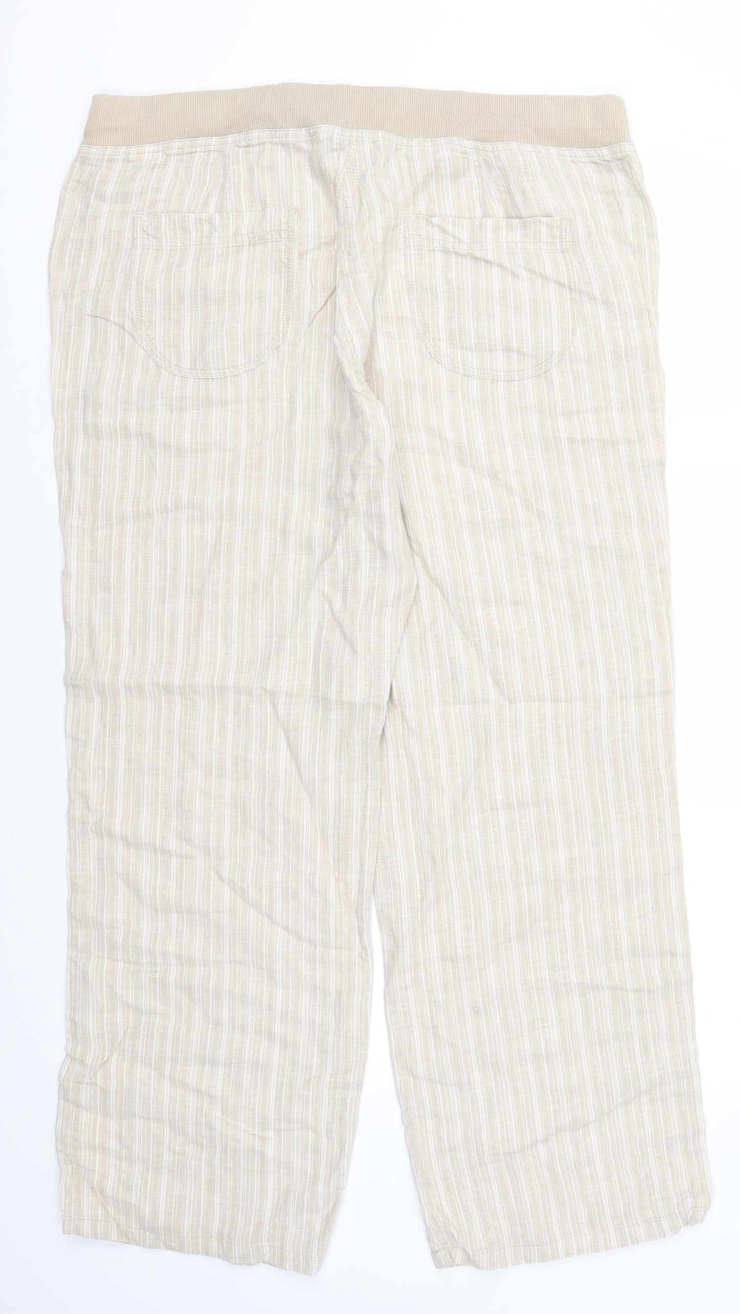 Preworn Womens Beige Striped  Trousers  Size 38 in L29 in