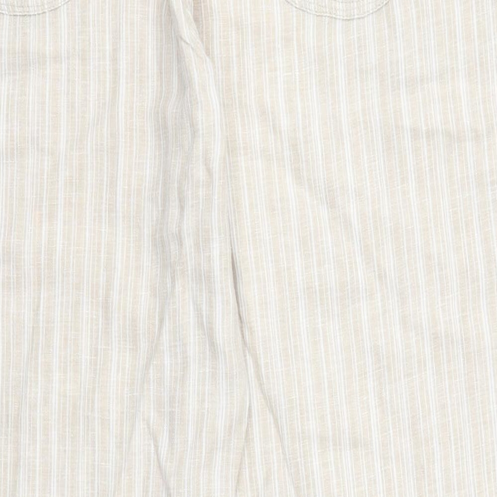 Preworn Womens Beige Striped  Trousers  Size 38 in L29 in