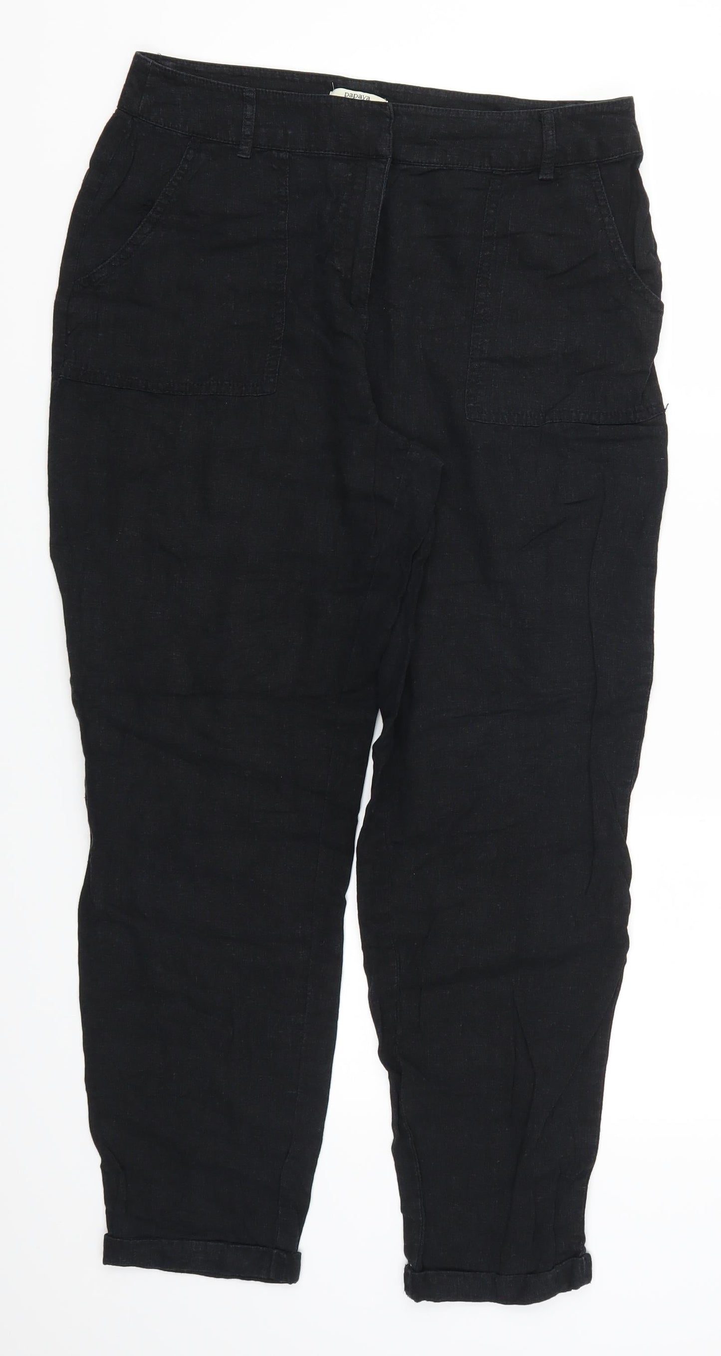 Papaya Womens Black   Trousers  Size 12 L27 in