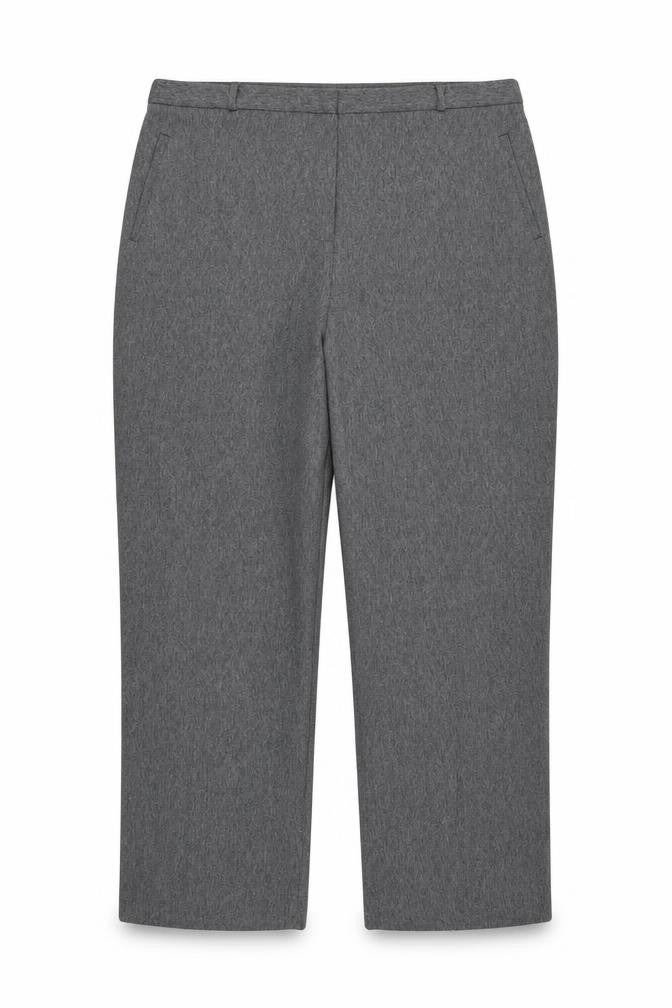 Front view of BHS women’s grey herringbone trousers, size UK 20, 27.5-inch leg
