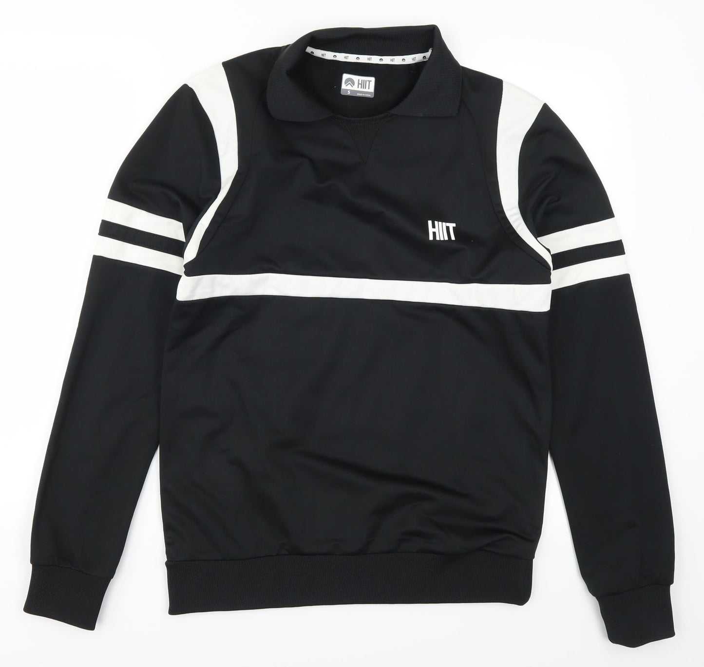 HIIT Mens Black Striped  Pullover Sweatshirt Size S