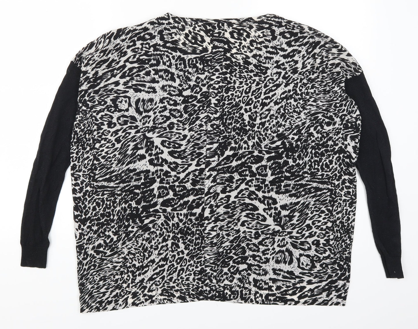 Warehouse Womens Black Animal Print  Basic T-Shirt Size 8