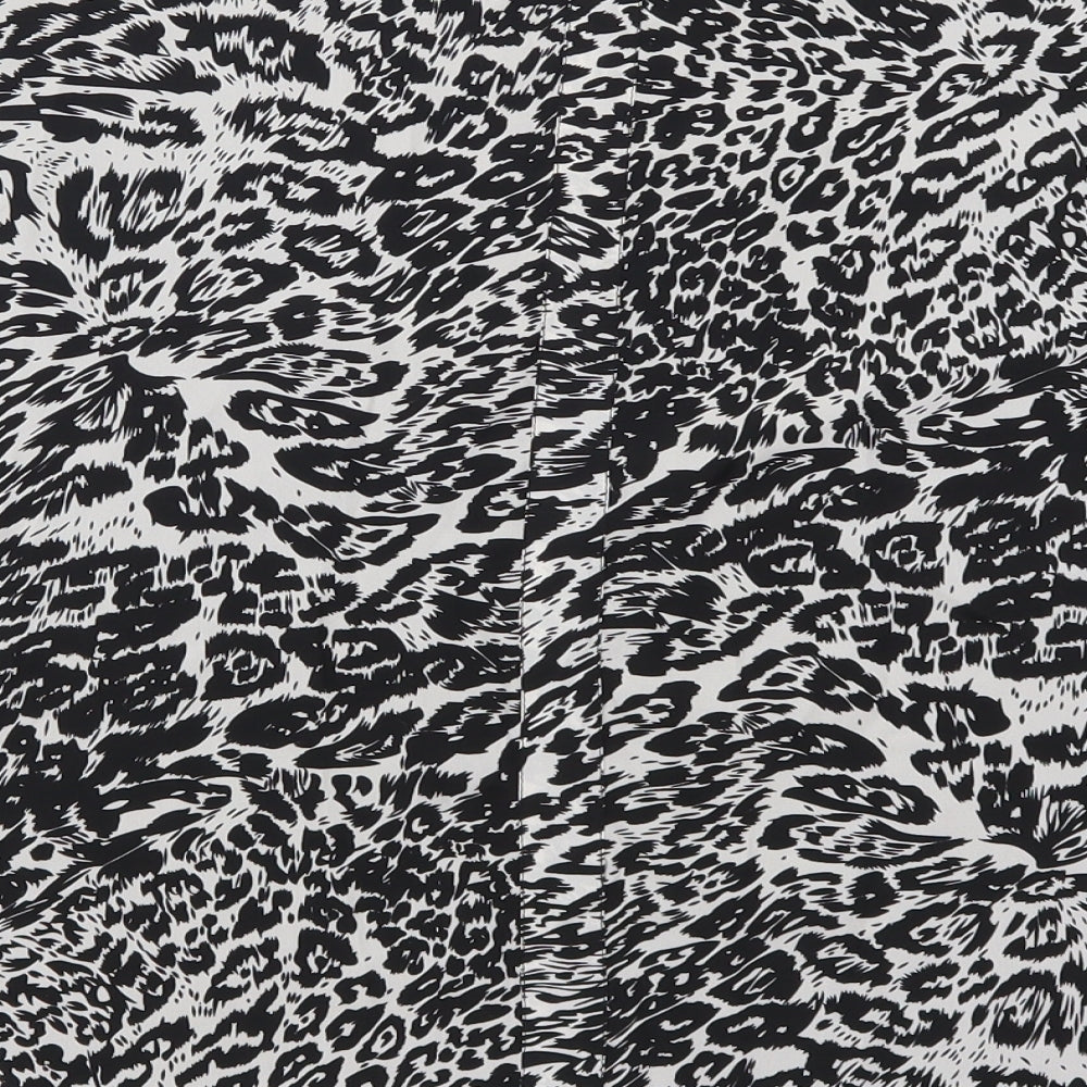 Warehouse Womens Black Animal Print  Basic T-Shirt Size 8