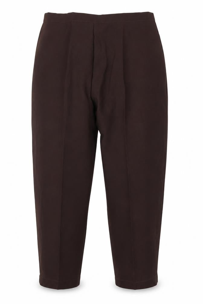 Front view of Preworn women’s brown trousers, size UK 20, 26.5-inch leg