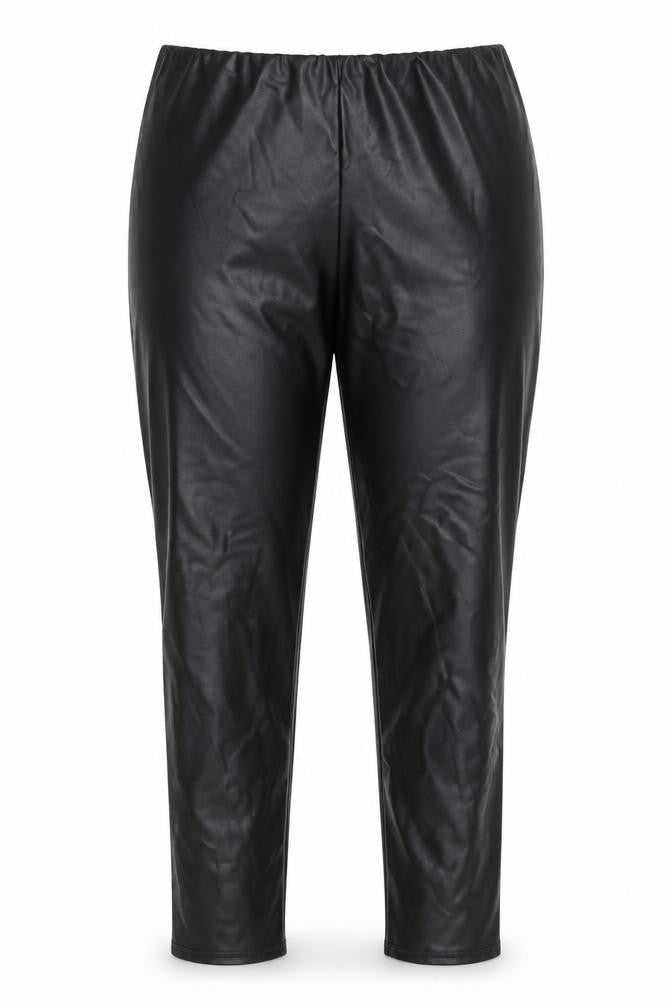 Front view of Femme Luxe women’s black trousers, size UK 10, 30-inch leg - stretch waistband