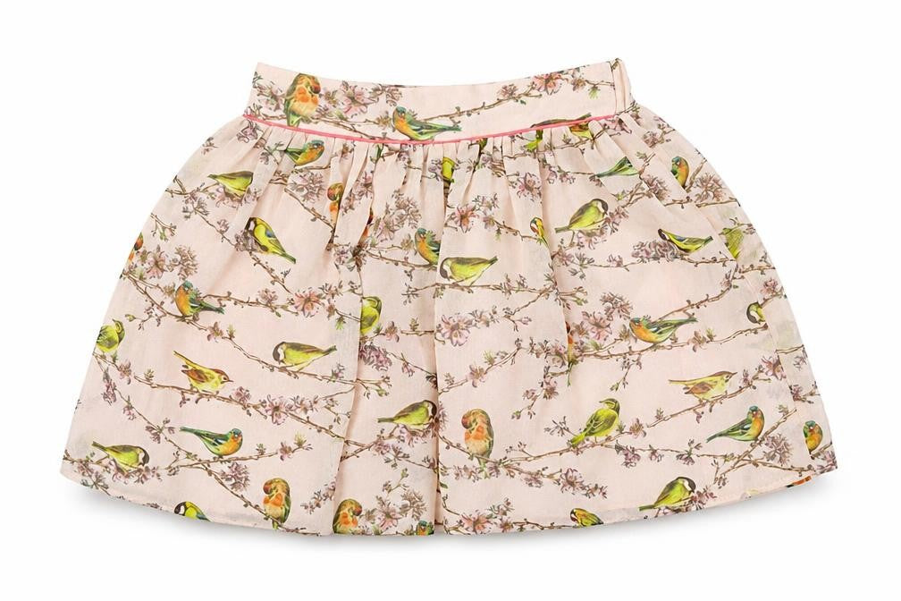 Front view of Debenhams girls’ pink animal print flare skirt, size 7, years