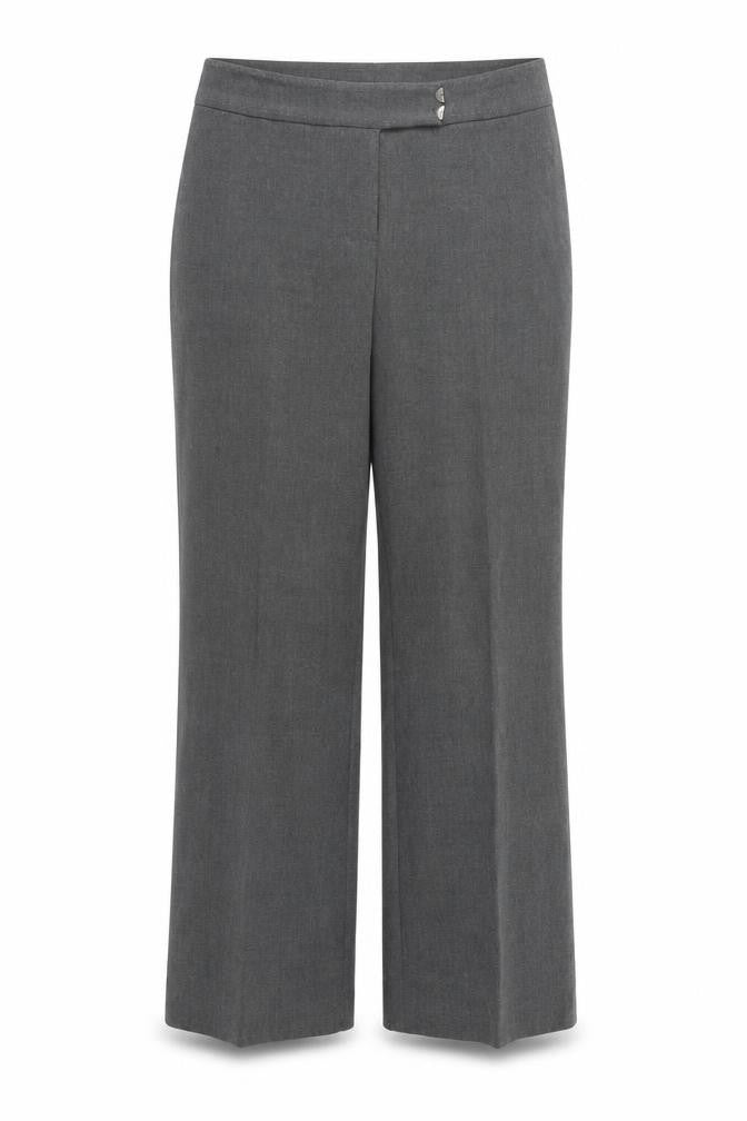 Front view of Ellie Louise women’s grey rayon trousers, size UK 16, 28-inch leg