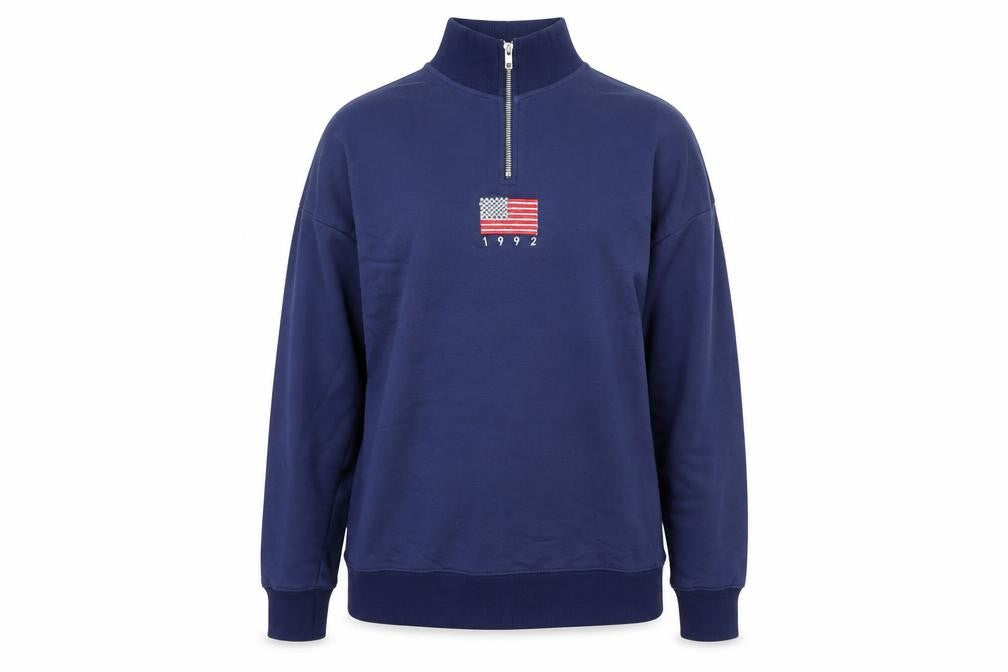 Front view of Daisy Street women’s blue jersey pullover sweatshirt, size UK 12