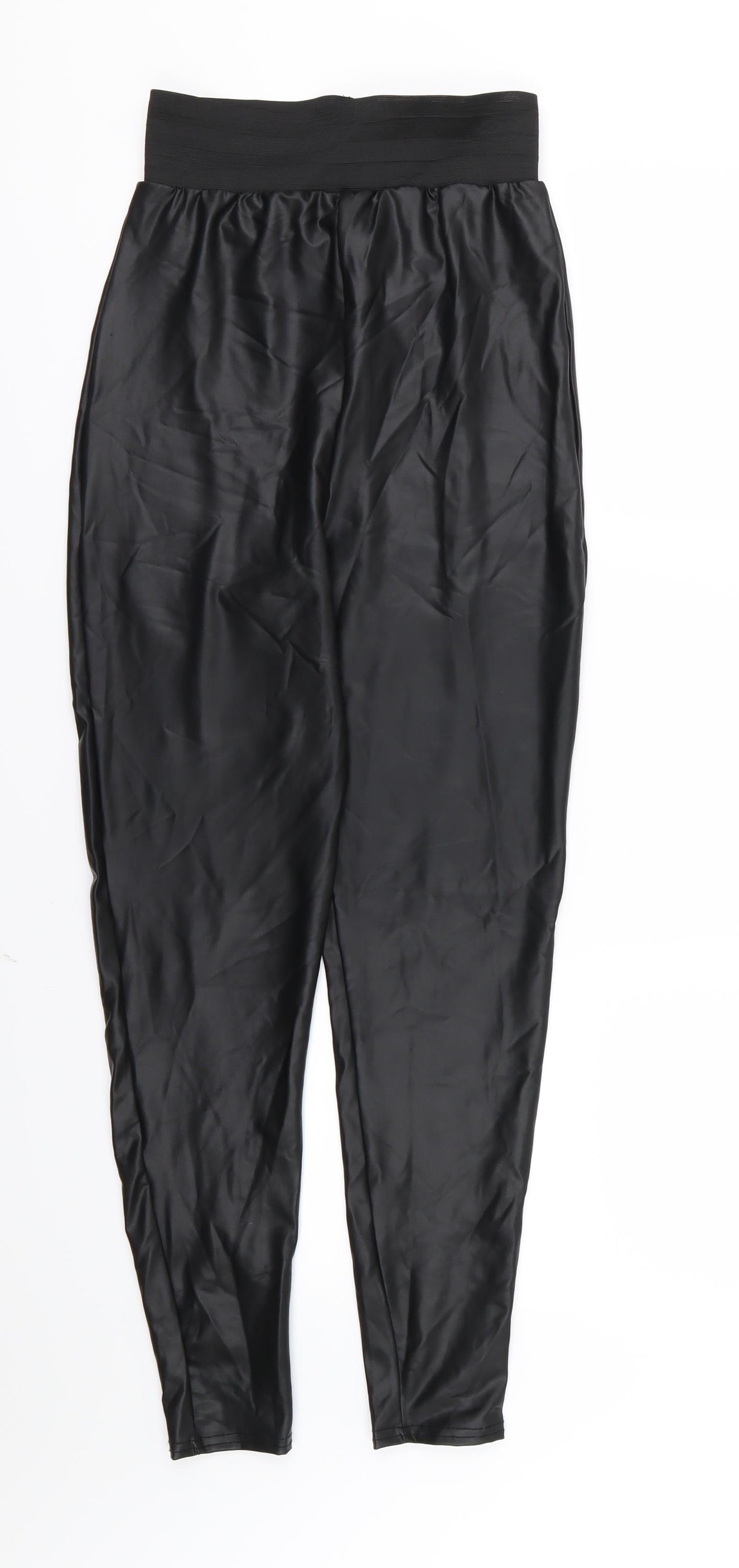 Boohoo Womens Black   Carrot Leggings Size 8 L26 in - Leather Effect