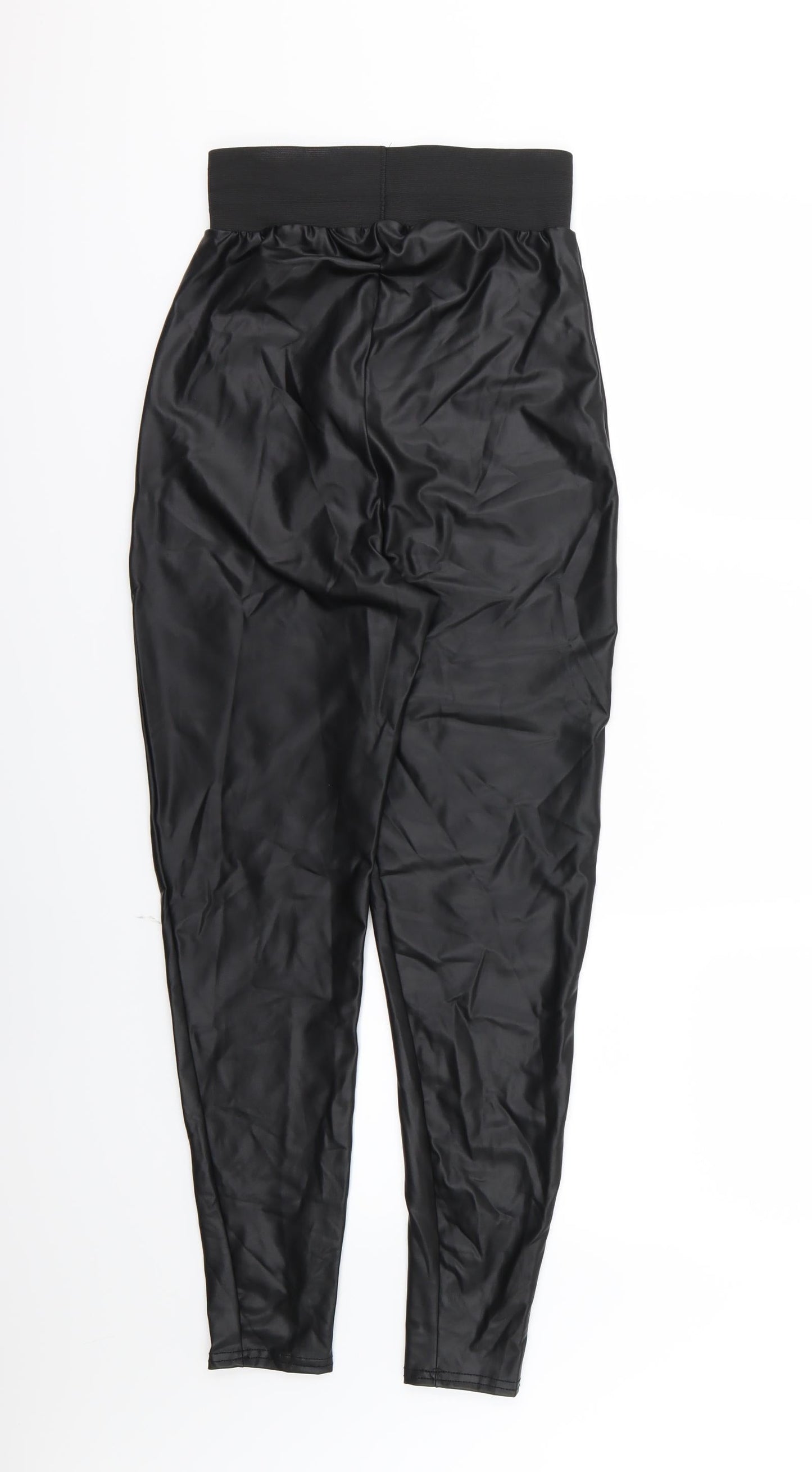 Boohoo Womens Black   Carrot Leggings Size 8 L26 in - Leather Effect
