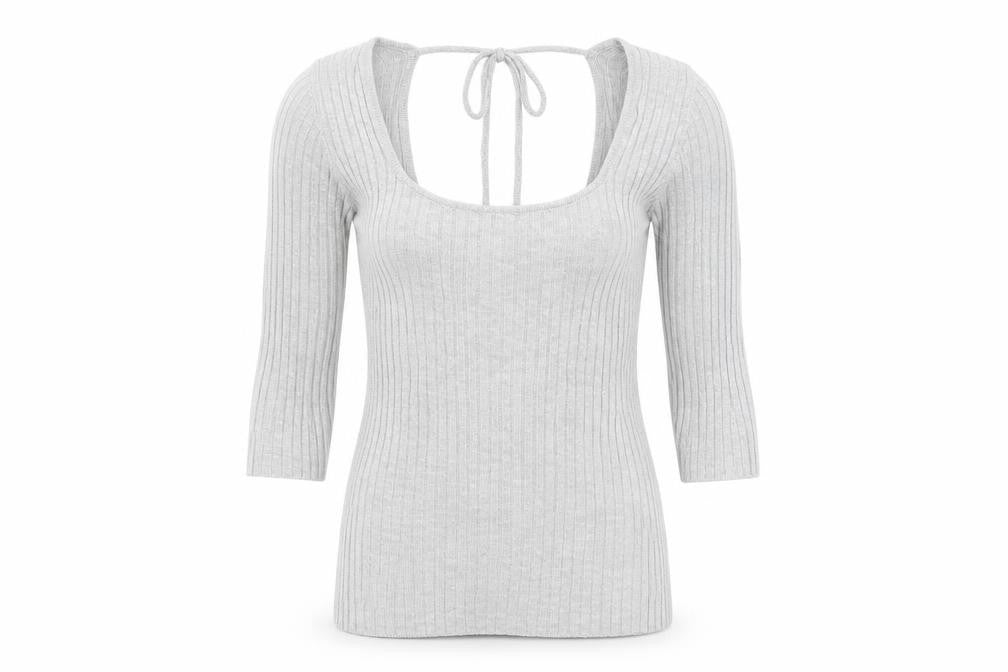 Front view of Next women’s grey knit jumper, size UK 8