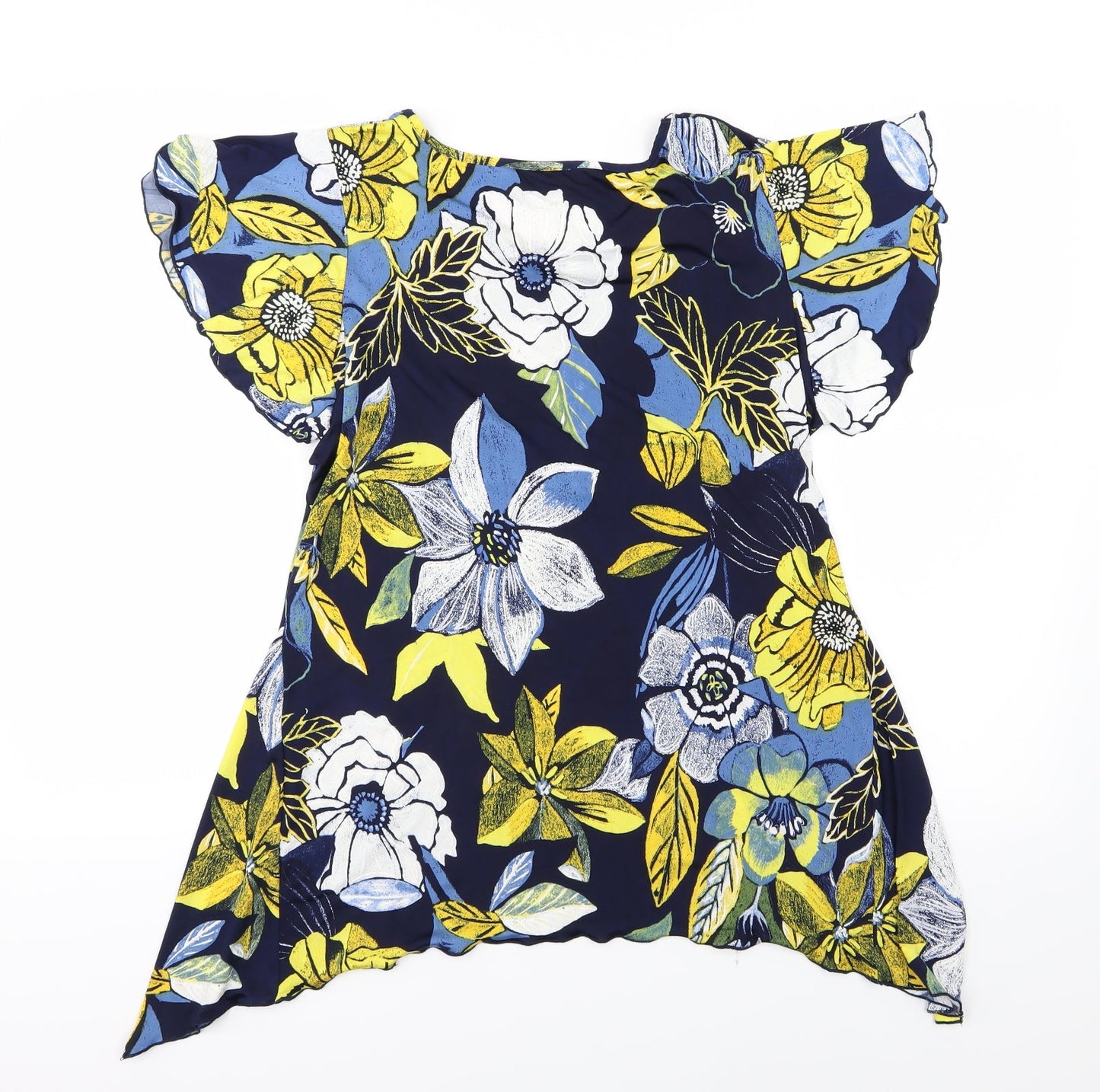 Arista Womens Blue Floral  Basic T-Shirt Size 10