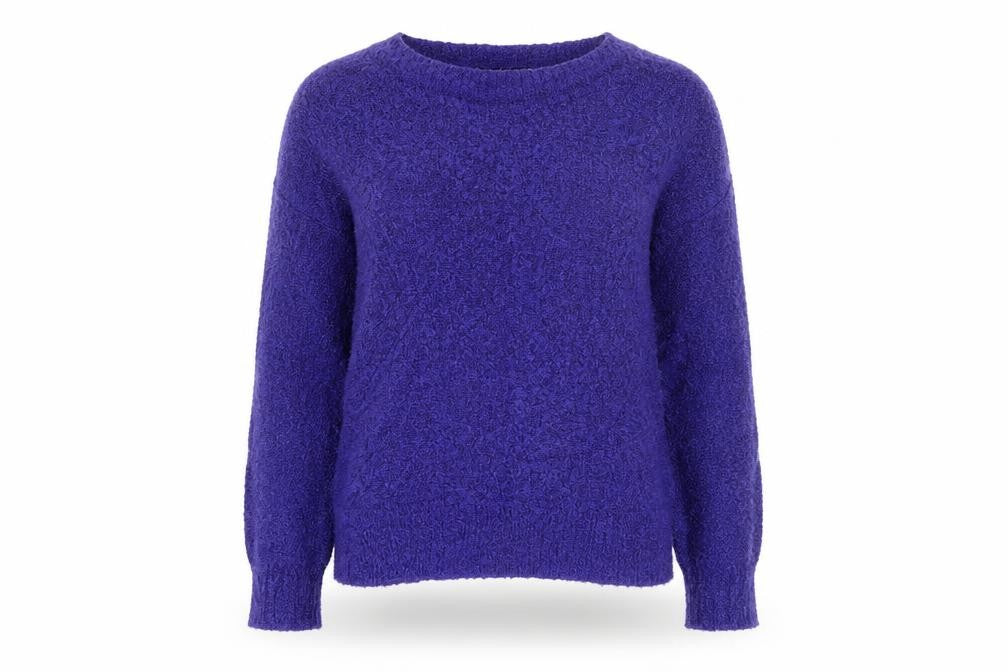 Front view of Bonmarché women’s purple jumper, size S