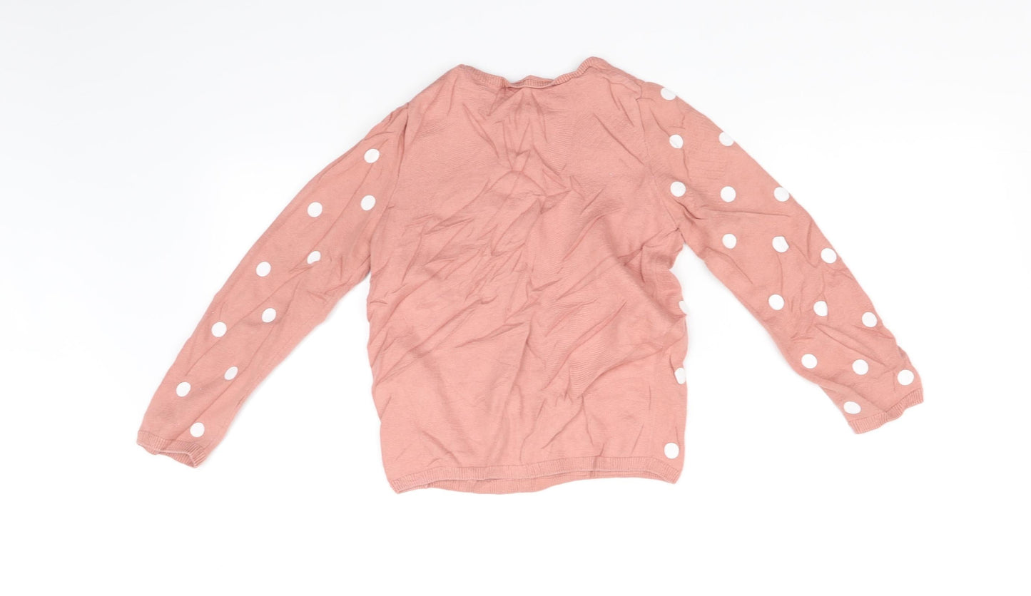 H&M Girls Pink   Pullover Jumper Size 6-7 Years  - poka dot