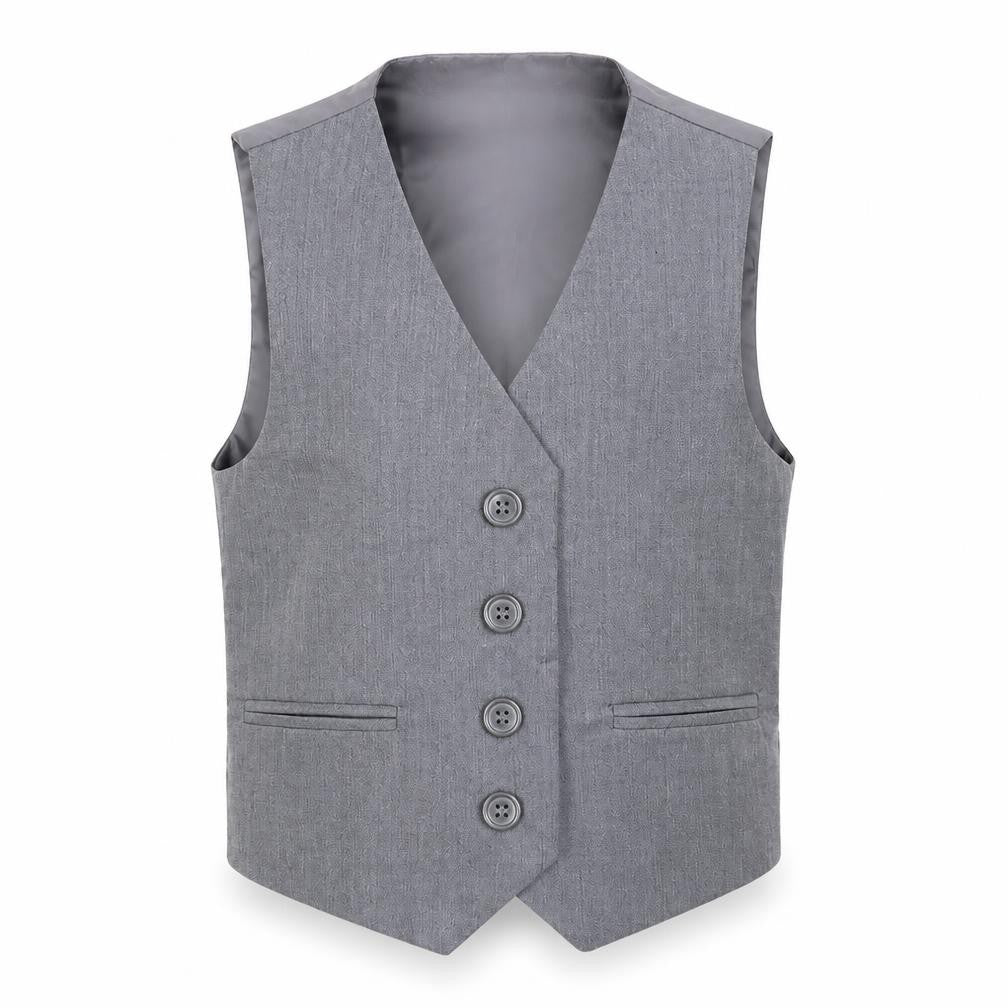 Front view of Romaario boys’ grey overcoat waistcoat, size 3, years