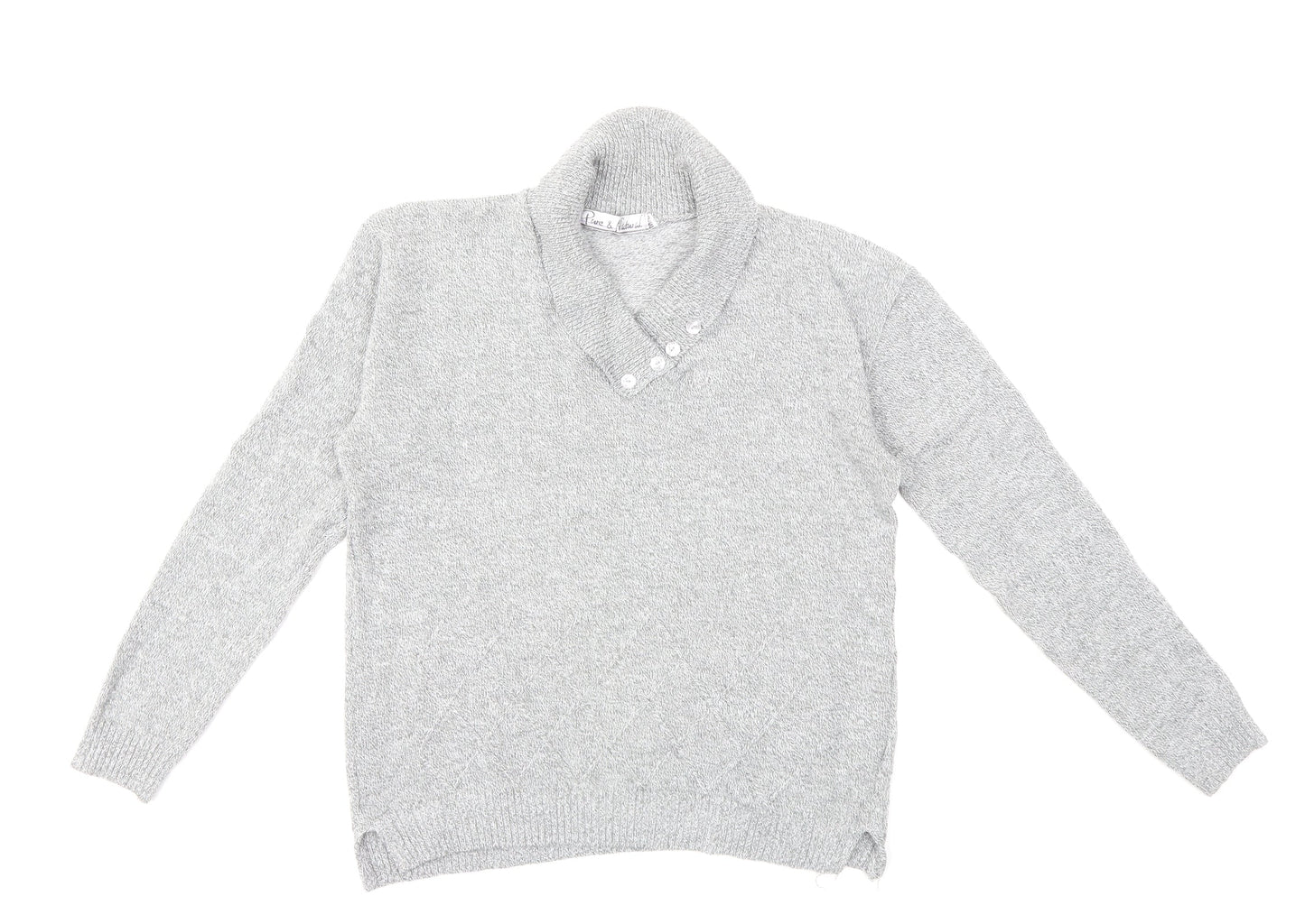 Pure & Natural Womens Grey  Knit Pullover Jumper Size M