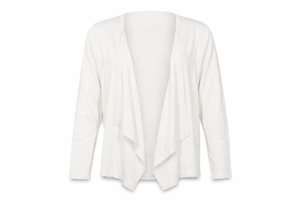 Front view of Dorothy Perkins women’s ivory knit cardigan jumper, size UK 12