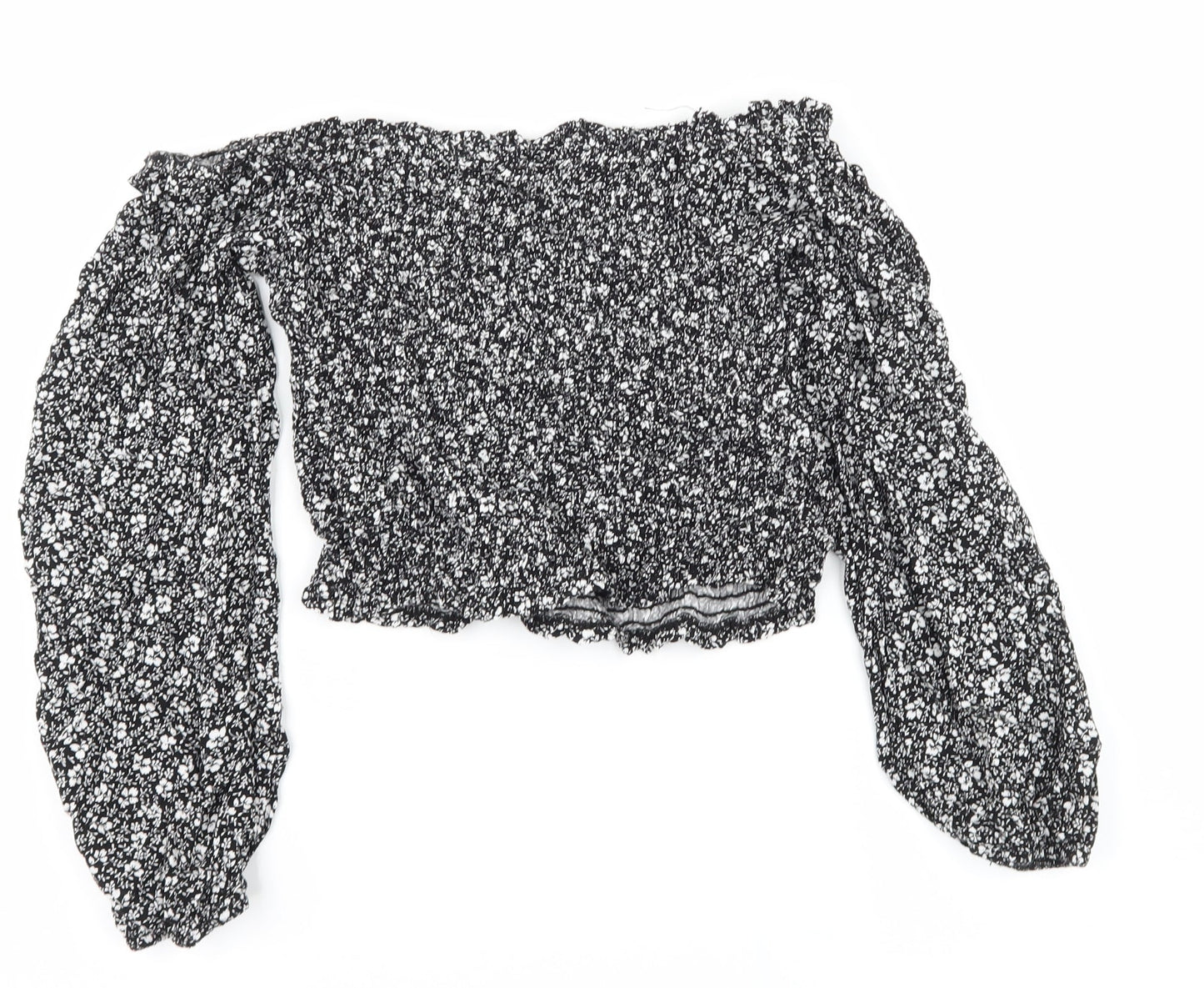 New Look Womens Black Floral  Basic Blouse Size 8