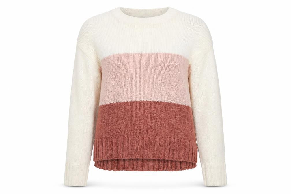 Front view of New Look girls’ ivory striped knit jumper, size 14-15, years