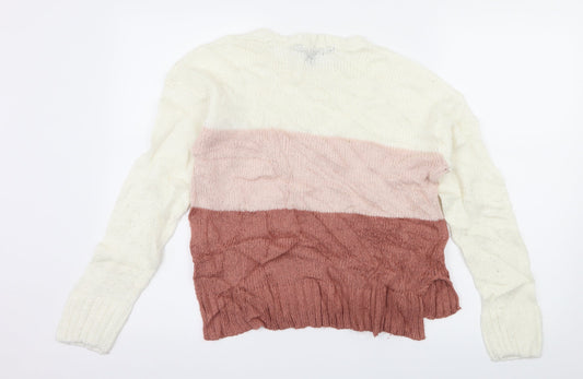 New Look Girls Ivory Striped Knit Pullover Jumper Size 14-15 Years