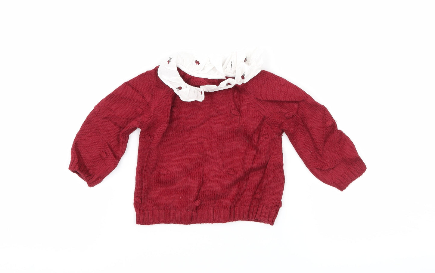 Nutmeg Girls Red  Knit Pullover Jumper Size 0-3 Months