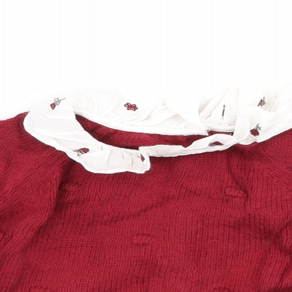 Nutmeg Girls Red  Knit Pullover Jumper Size 0-3 Months