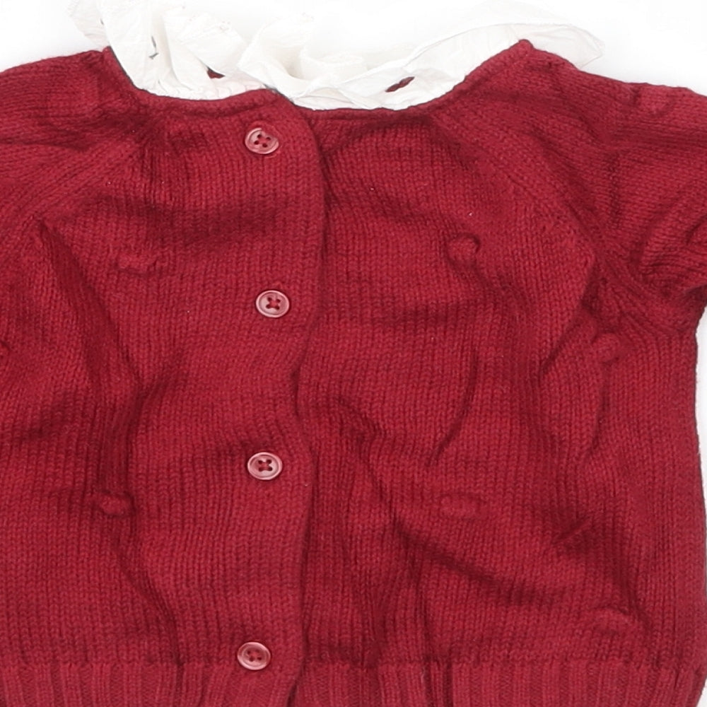 Nutmeg Girls Red  Knit Pullover Jumper Size 0-3 Months