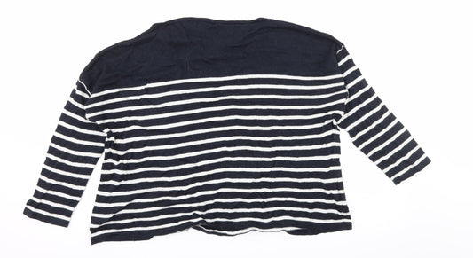 Alessia Pacini Womens Blue Striped Knit Pullover Jumper Size M