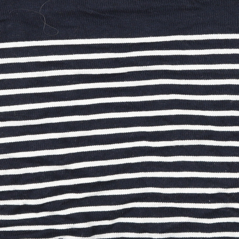 Alessia Pacini Womens Blue Striped Knit Pullover Jumper Size M