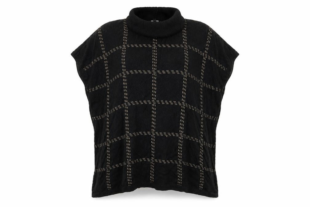 Front view of New Look women’s black check knit jumper, size M