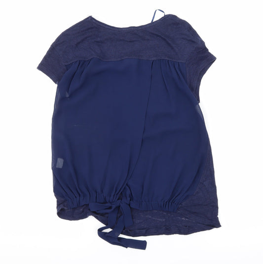Zara Womens Blue  Knit Basic T-Shirt Size S  - Sheer back