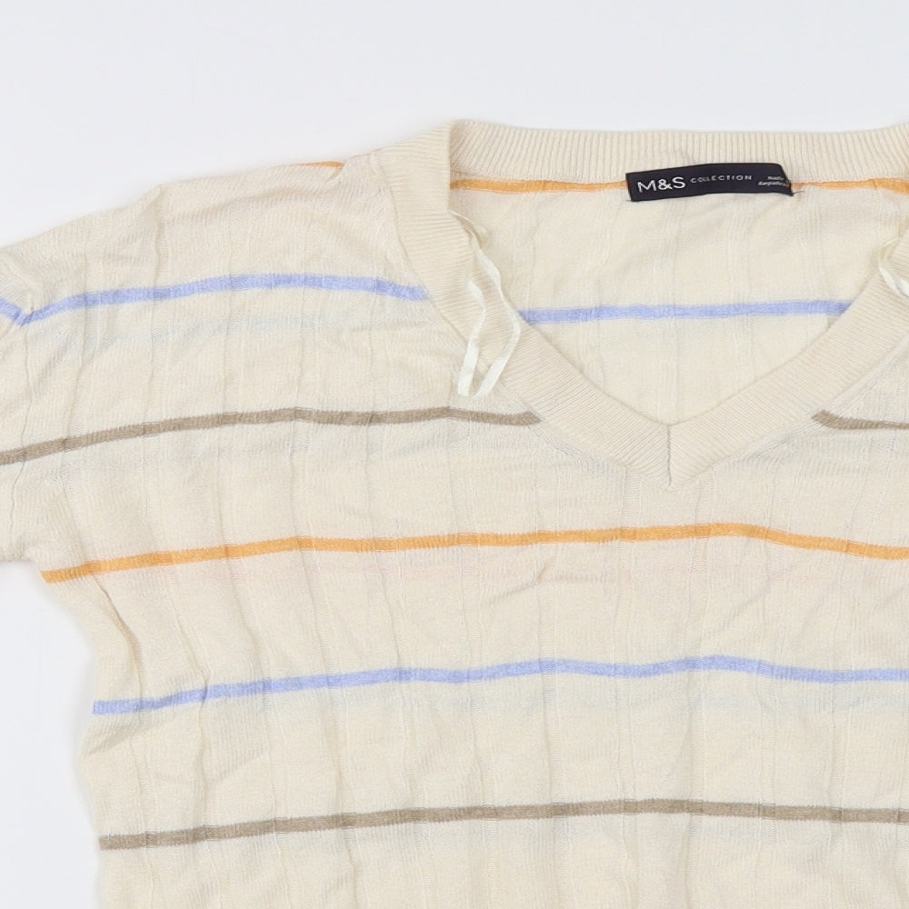 Marks and Spencer  Womens Ivory Striped  Pullover Jumper Size S