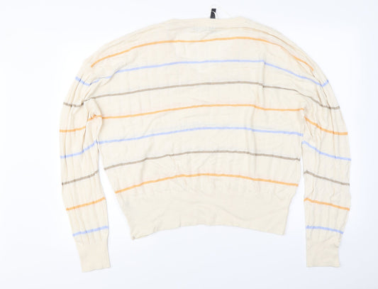 Marks and Spencer  Womens Beige Striped  Pullover Jumper Size XL