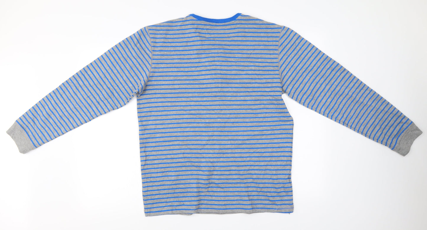 easy  Mens Grey Striped  Pullover Jumper Size L