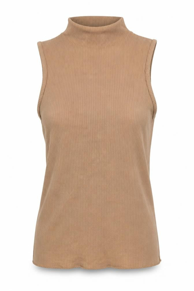 Front view of Topshop women’s brown basic t-shirt, size UK 8