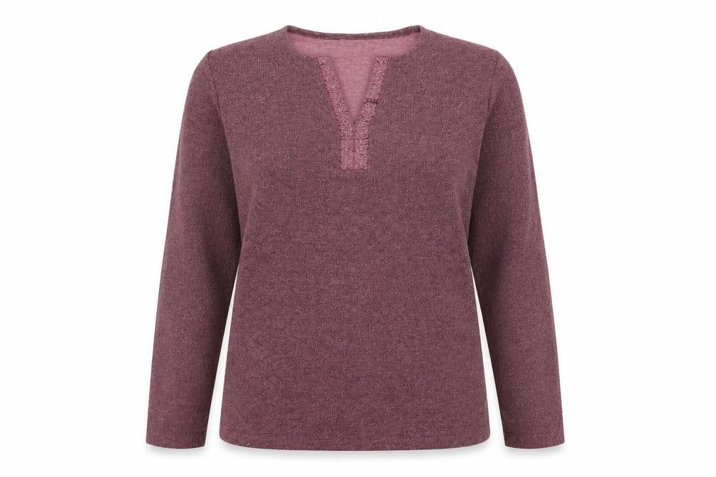 Front view of Preworn women’s purple jumper, size UK 14