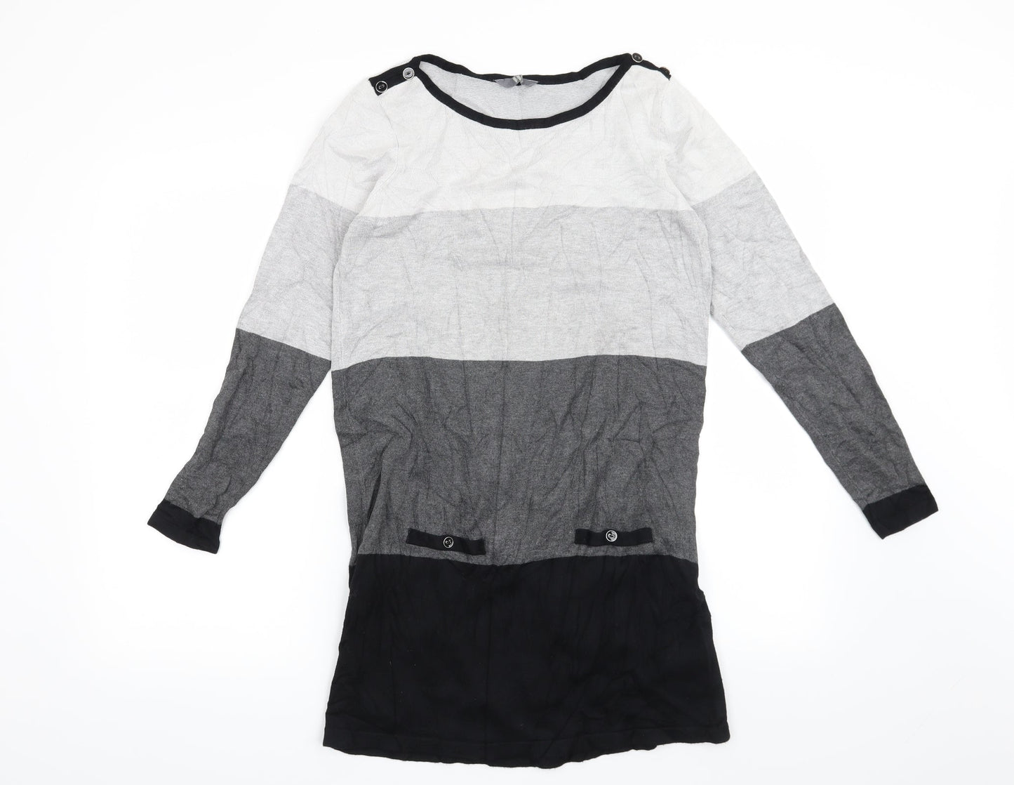BHS Womens Grey Striped  Pullover Jumper Size 12