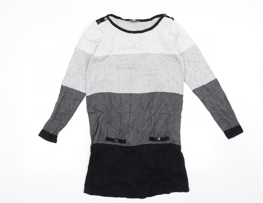 BHS Womens Grey Striped  Pullover Jumper Size 12
